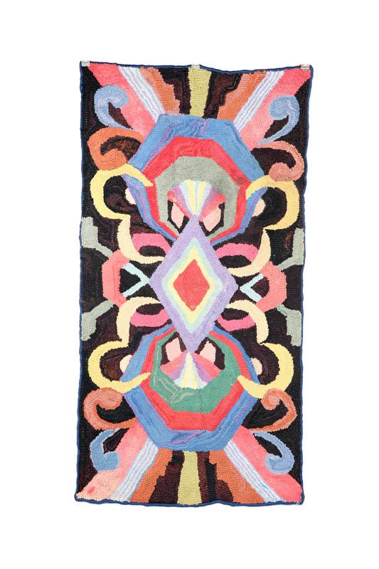 Appraisal: HOOKED RUG American nd quarter- th century mixed fabrics Bright