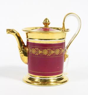 Appraisal: French Empire style Deroche porcelain teapot circa executed in claret