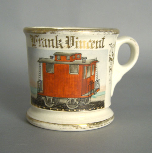 Appraisal: Occupational shaving mug with caboose h Provenance Collection of Richard