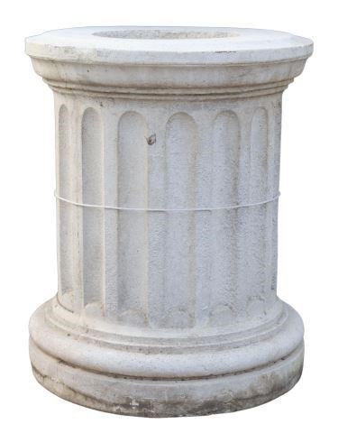 Appraisal: Large cast stone fluted pedestal thc having hollowed interior chipping