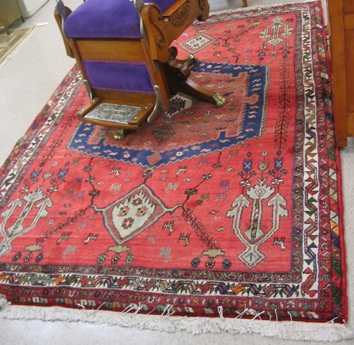 Appraisal: PERSIAN SIRJAN TRIBAL CARPET central reserve and stylized flower and