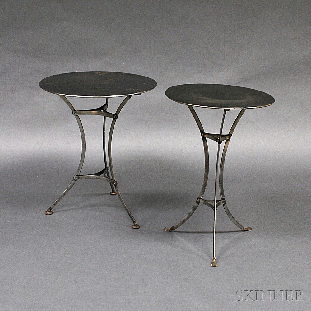 Appraisal: Pair of Steel Circular-top Tables th century ht dia in