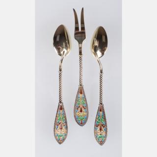 Appraisal: A Group of Continental Sterling Silver Spoons and Fork with