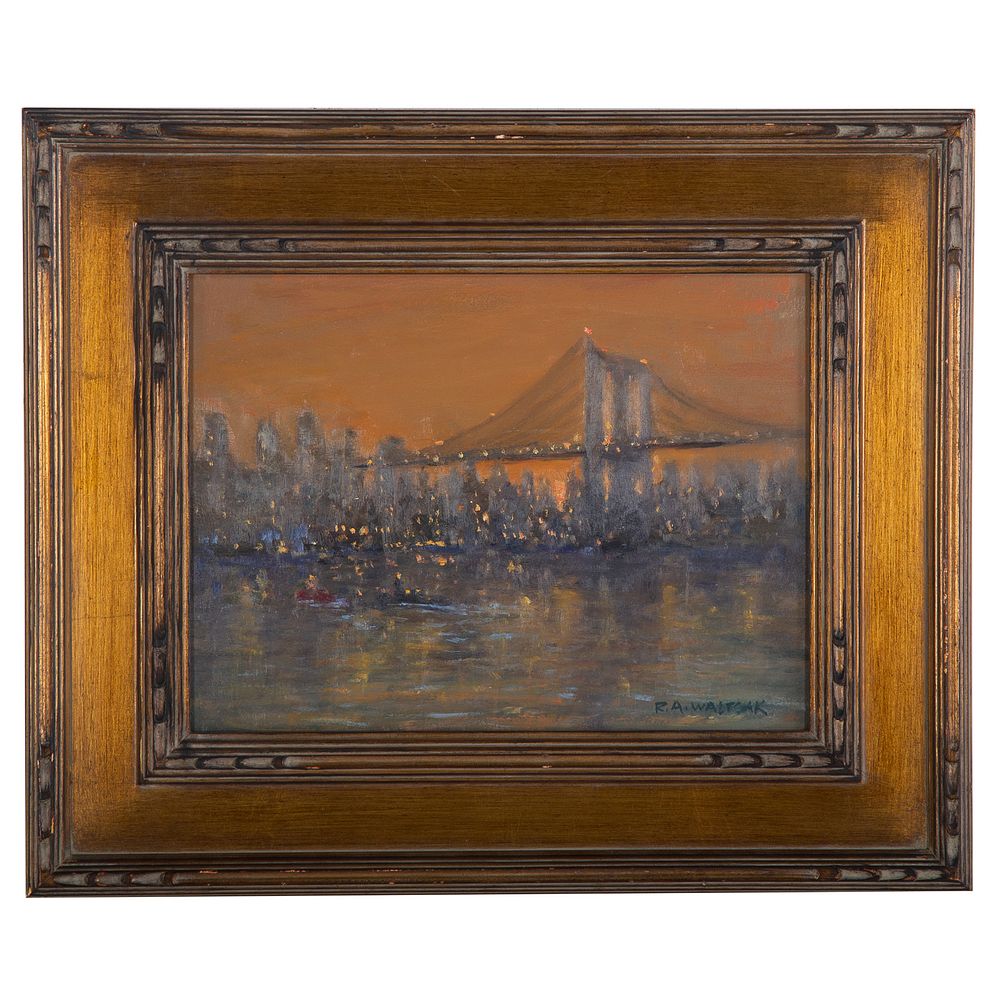 Appraisal: Robert A Waltsak Brooklyn Bridge New York oil American b