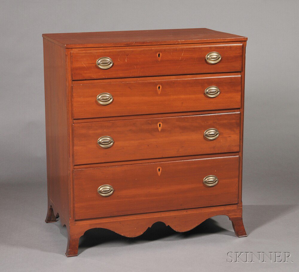 Appraisal: Federal Inlaid Cherry Chest of Drawers probably Connecticut River Valley