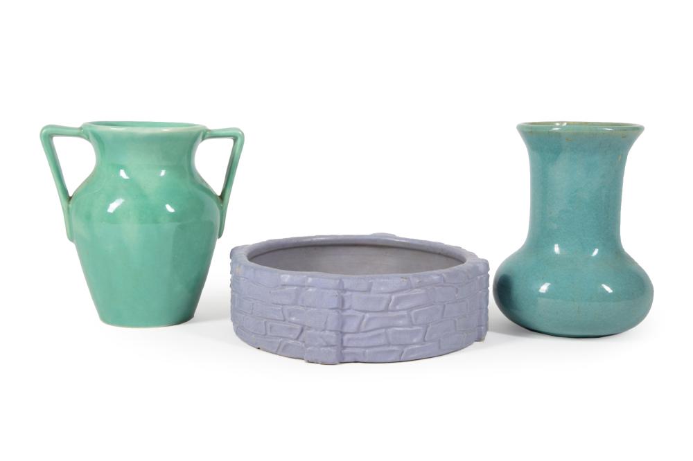 Appraisal: Three Pieces of American Art Pottery incl matte blue glaze