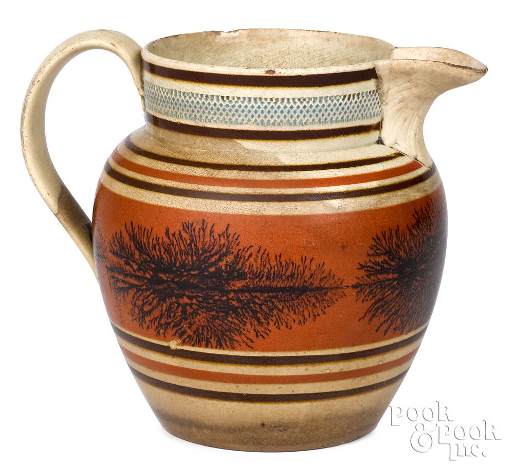 Appraisal: Mocha pitcher with seaweed decoration Mocha pitcher with seaweed decoration