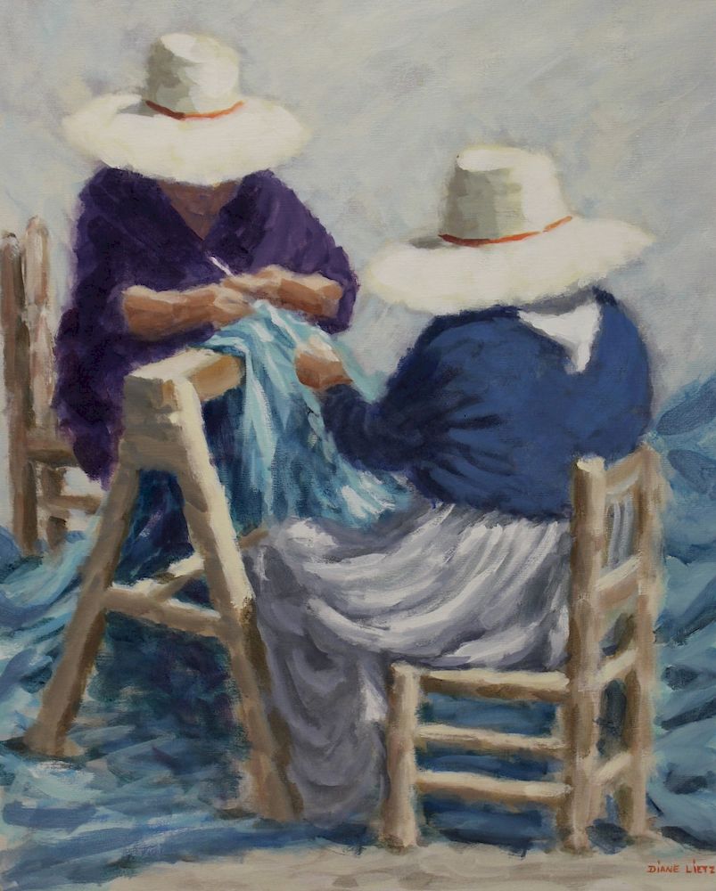 Appraisal: DIANE LIETZ Signed Oil On Canvas Women Weavers Sgd lr