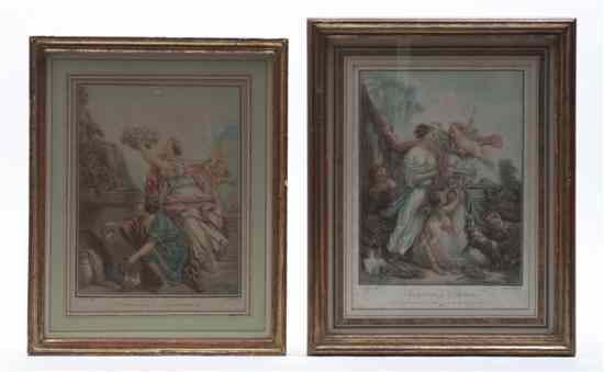 Appraisal: A Set of Four French Handcolored Engravings depicting classical figures