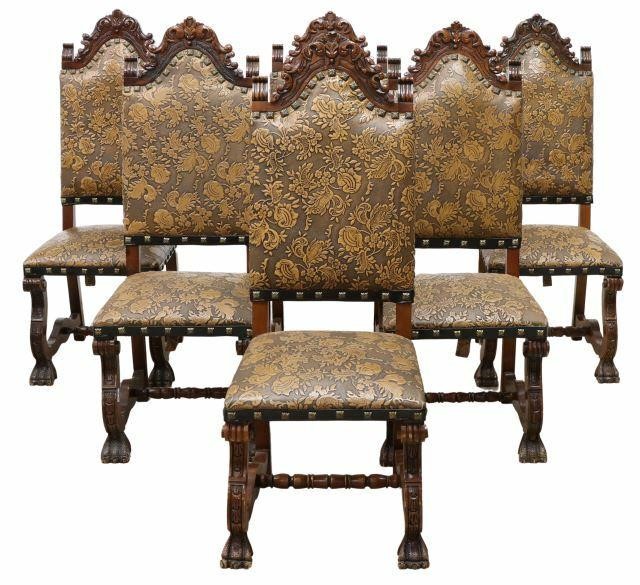 Appraisal: lot of Spanish Renaissance style side chairs th c carved