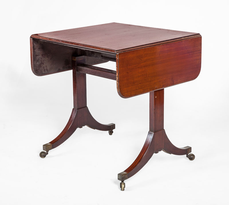 Appraisal: REGENCY STYLE MAHOGANY DROP-LEAF LOW TABLE x x in in