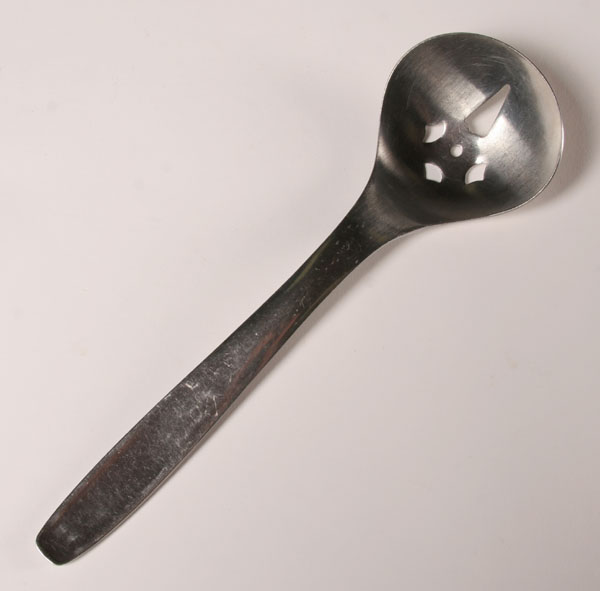 Appraisal: Russel Wright Highlight Pinch Slotted Spoon by Hull made in