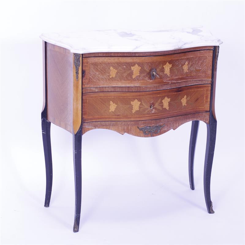 Appraisal: Italian Louis XV style marble top two drawer commode with