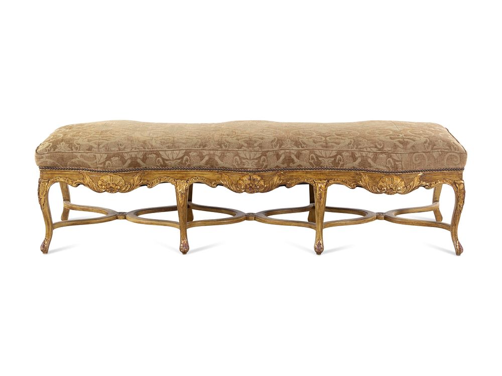 Appraisal: A Louis XV Style Carved Giltwood Serpentine Window Bench A