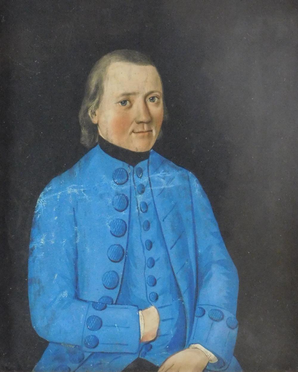 Appraisal: Late th C portrait of a man in blue suit