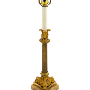 Appraisal: An Empire Style Gilt Bronze Candlestick Late th Early th