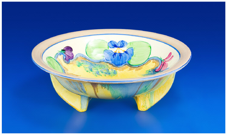 Appraisal: Clarice Cliff Art Deco Bowl C with hand painted pansies