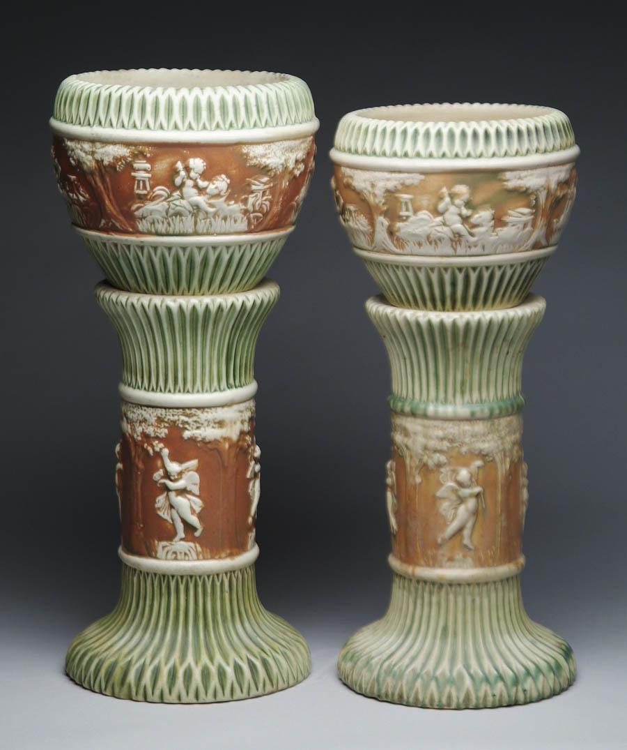 Appraisal: TWO ROSEVILLE JARDINI RES ON STANDS DONATELLO PATTERN Jardini res