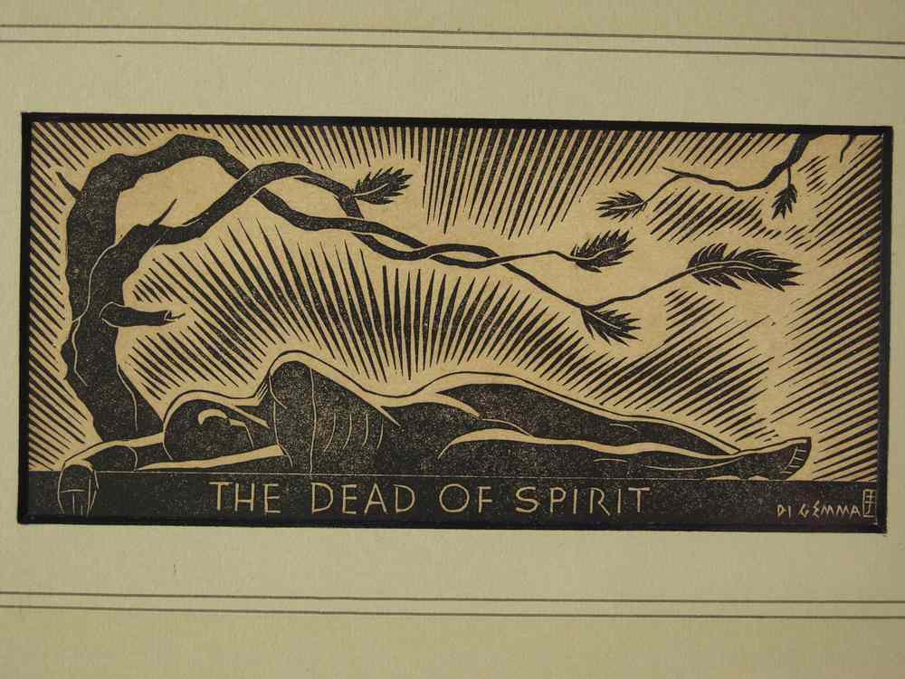 Appraisal: PRINT - Black white wood cut titled ''The Dead of