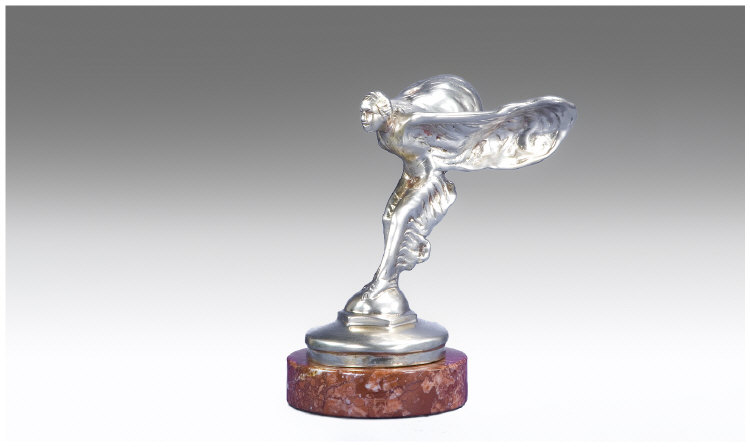 Appraisal: Figure of a Silvered Rolls Royce Lady on Circular Base