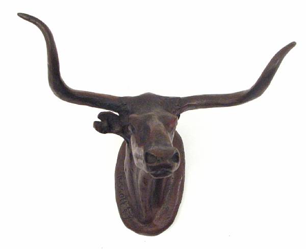 Appraisal: After Charles Marion Russell American Long Horn Steer Head inscribed