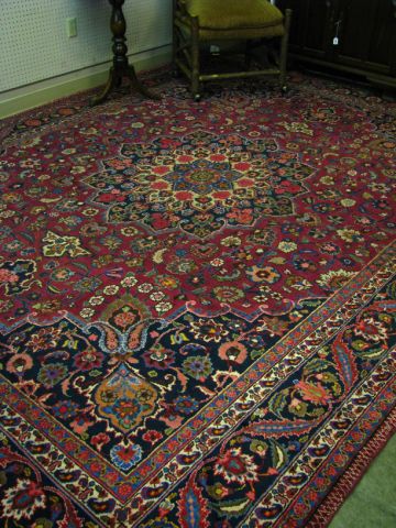 Appraisal: Vintage room size oriental rug x traditional Persian design maroon