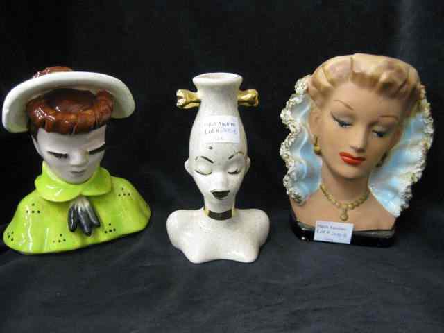 Appraisal: Pottery Head Vases tallest ''