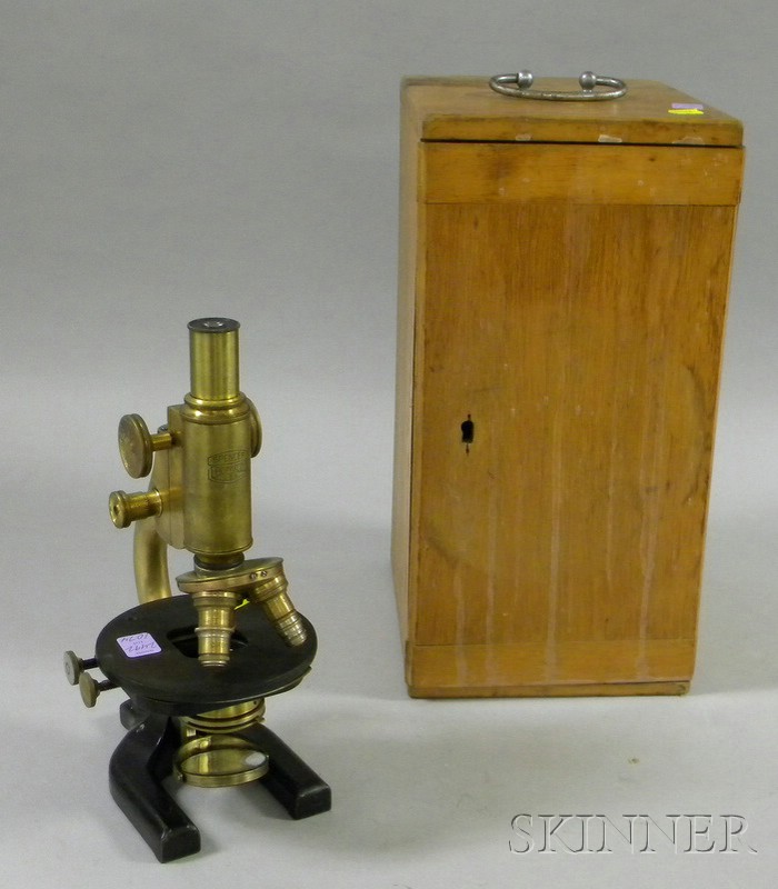 Appraisal: Spencer Brass Compound Microscope Buffalo NY with iron U type