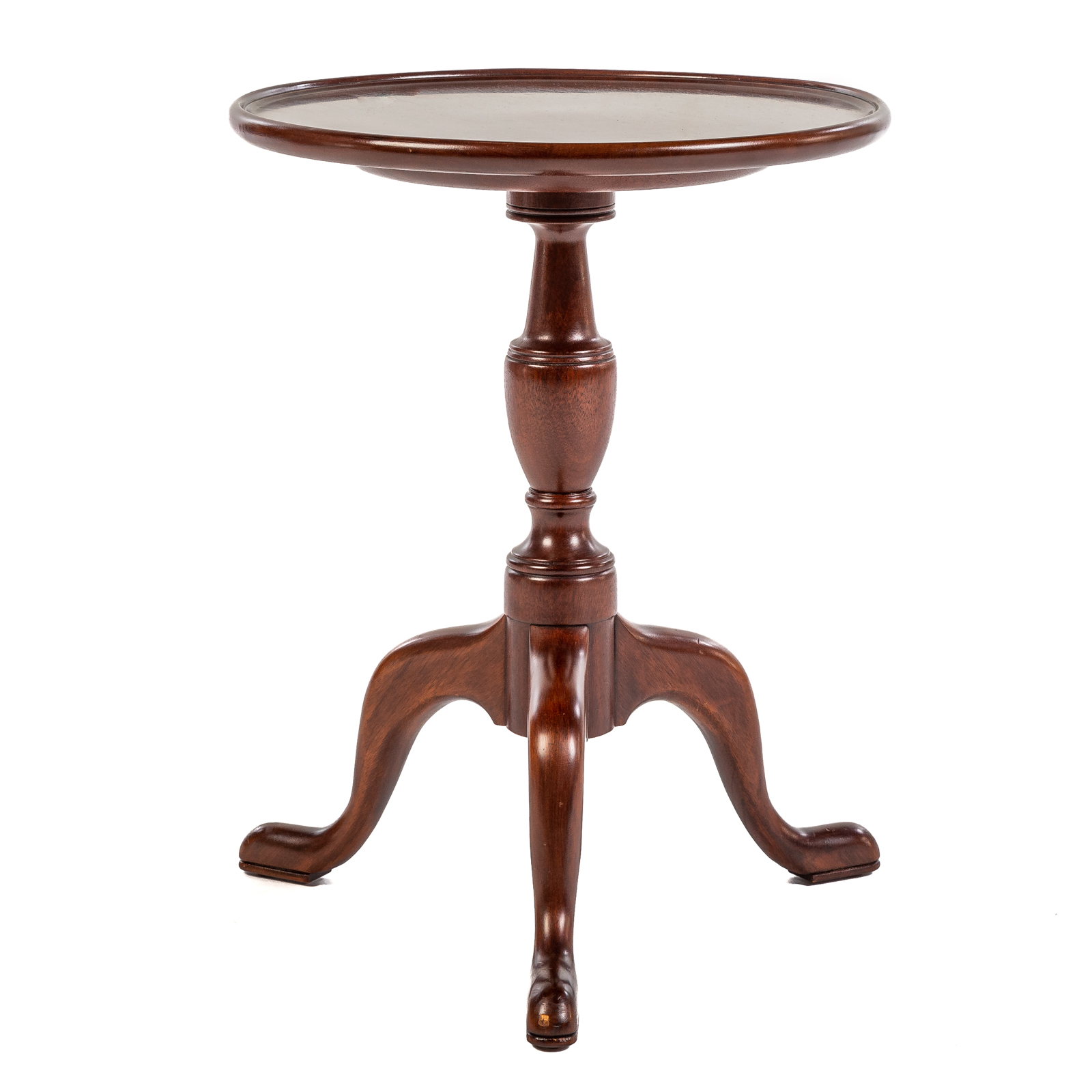 Appraisal: HENKEL HARRIS MAHOGANY DISH-TOP CANDLE STAND Circa in H in