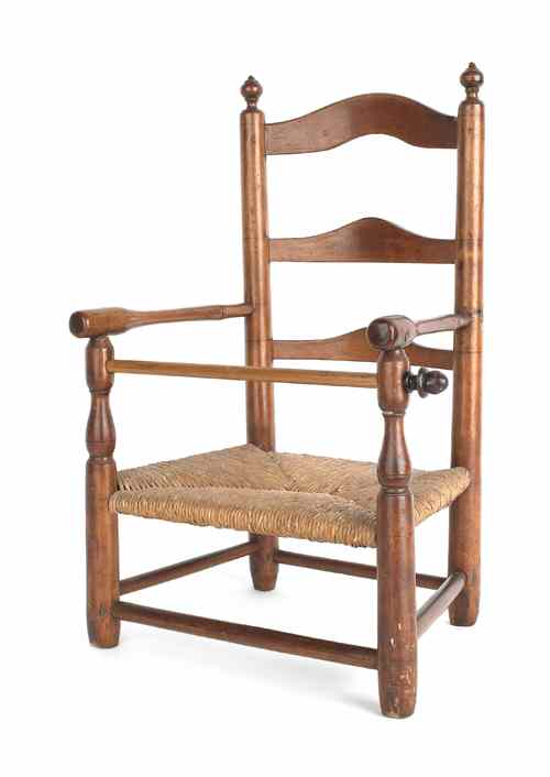 Appraisal: Delaware Valley child's three-slat ladderback chair ca with a rush