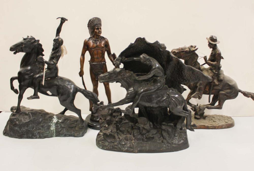 Appraisal: SIXTEEN FIGURAL WESTERN BRONZE SCULPTURES representing the works of Frederic