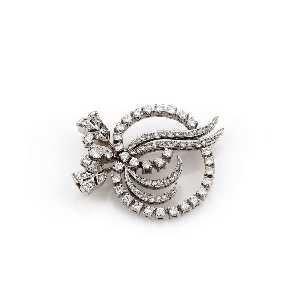 Appraisal: K White Gold Fancy Diamond Pin Brooch K White Gold