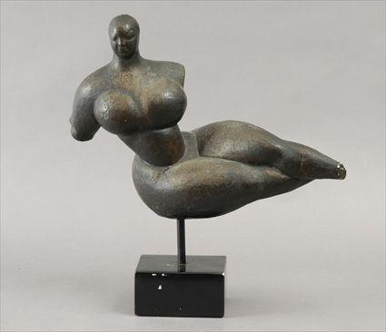 Appraisal: th Century School Female Nude Plaster with bronze finish x