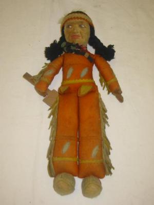 Appraisal: A Norah Wellings velvet Indian doll with painted face woollen