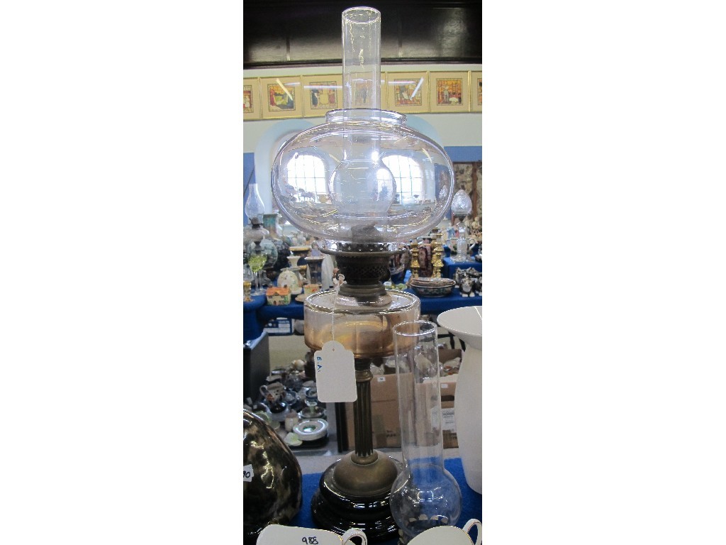 Appraisal: Brass column paraffin lamp