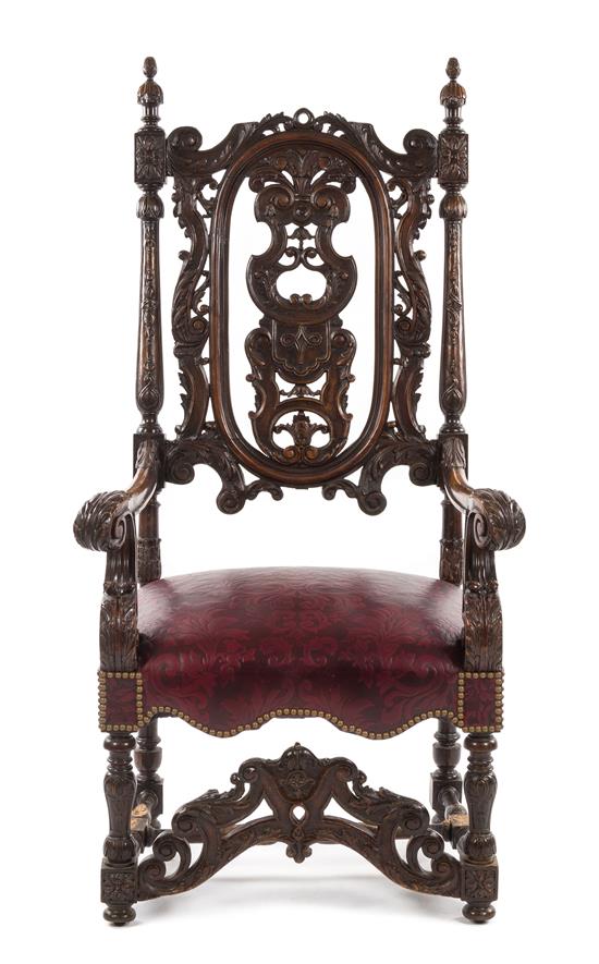 Appraisal: Sale Lot A Baroque Style Armchair th th century the