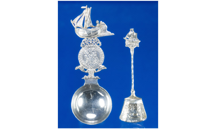 Appraisal: Very Unusual German Silver Caddy Spoon Round Bowl Above Which