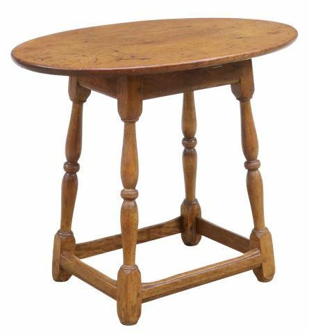 Appraisal: American fruitwood tavern table early th c having oval top