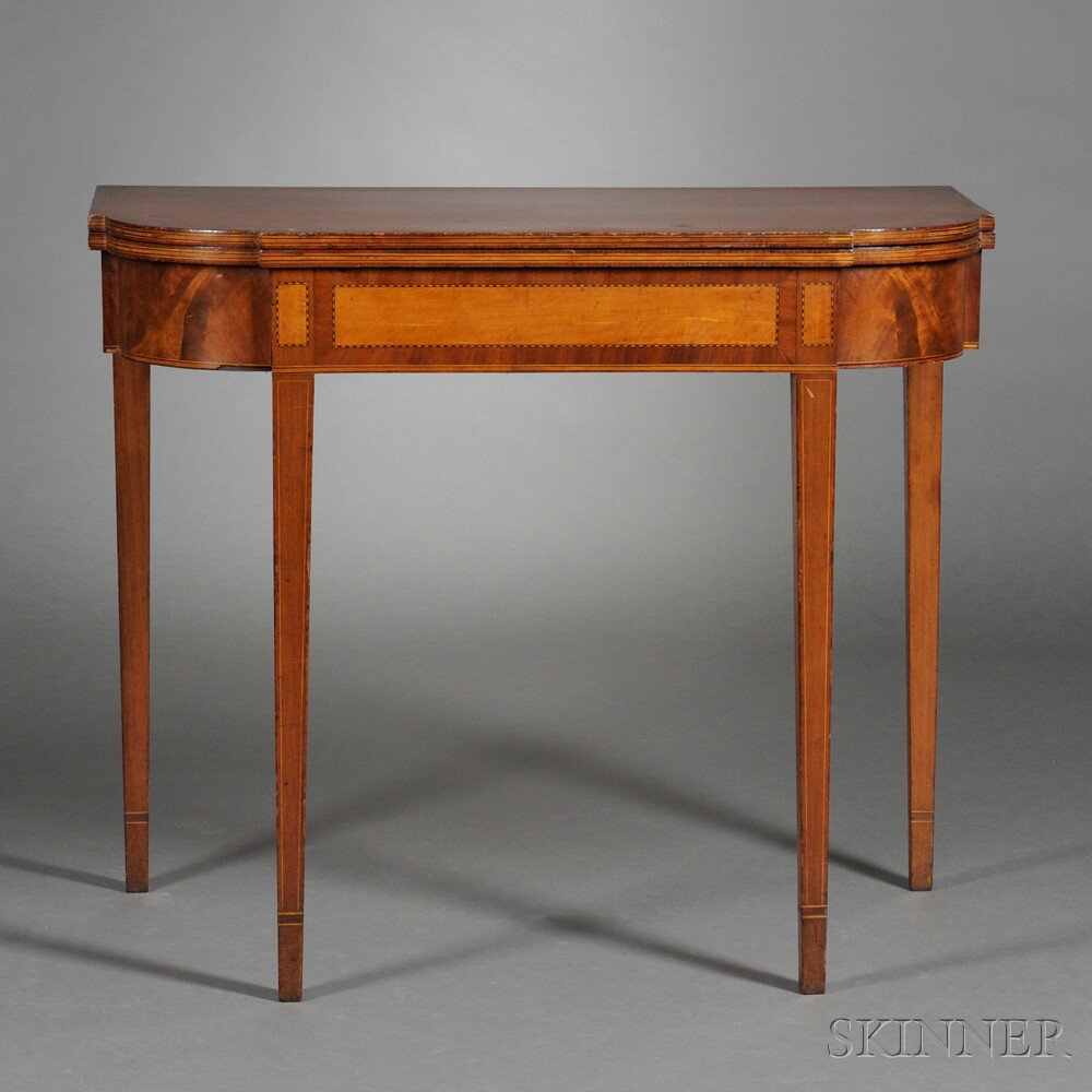 Appraisal: Federal Mahogany and Mahogany Veneer Inlaid Card Table Massachusetts c