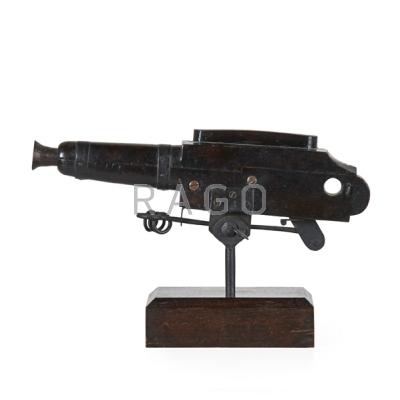 Appraisal: TOMB TRAP GUN Flintlock blunderbuss on stand th c Condition