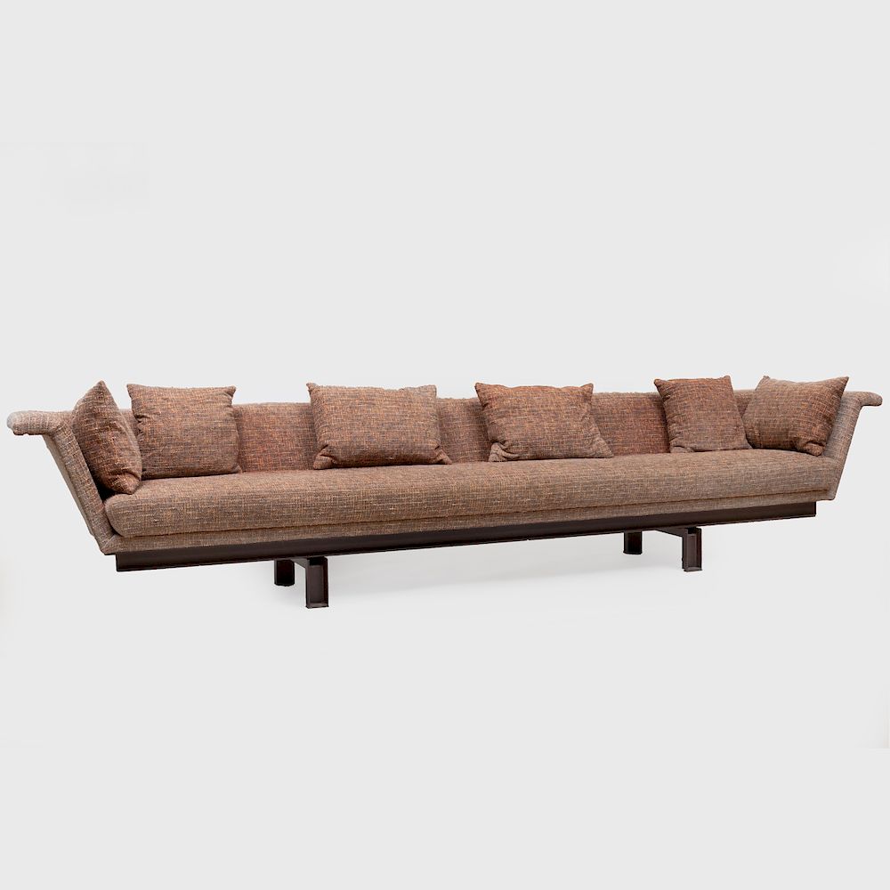 Appraisal: Upholstered Gondola Style Sofa with Steel Base Fitted with six