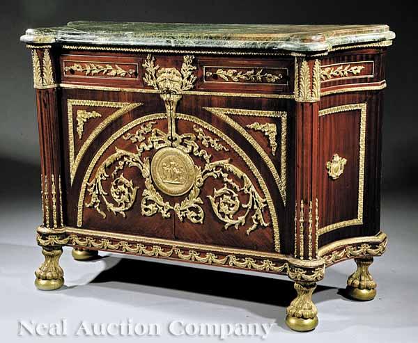 Appraisal: A Louis XVI-Style Mahogany and Bronze-Mounted Commode Vantaux th c