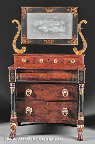 Appraisal: An American Classical Mahogany and Gilt Painted Dressing Chest c