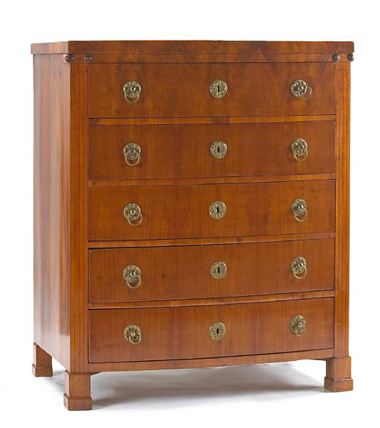 Appraisal: An Austrian Biedermeier inlaid fruitwood and walnut secr taire second