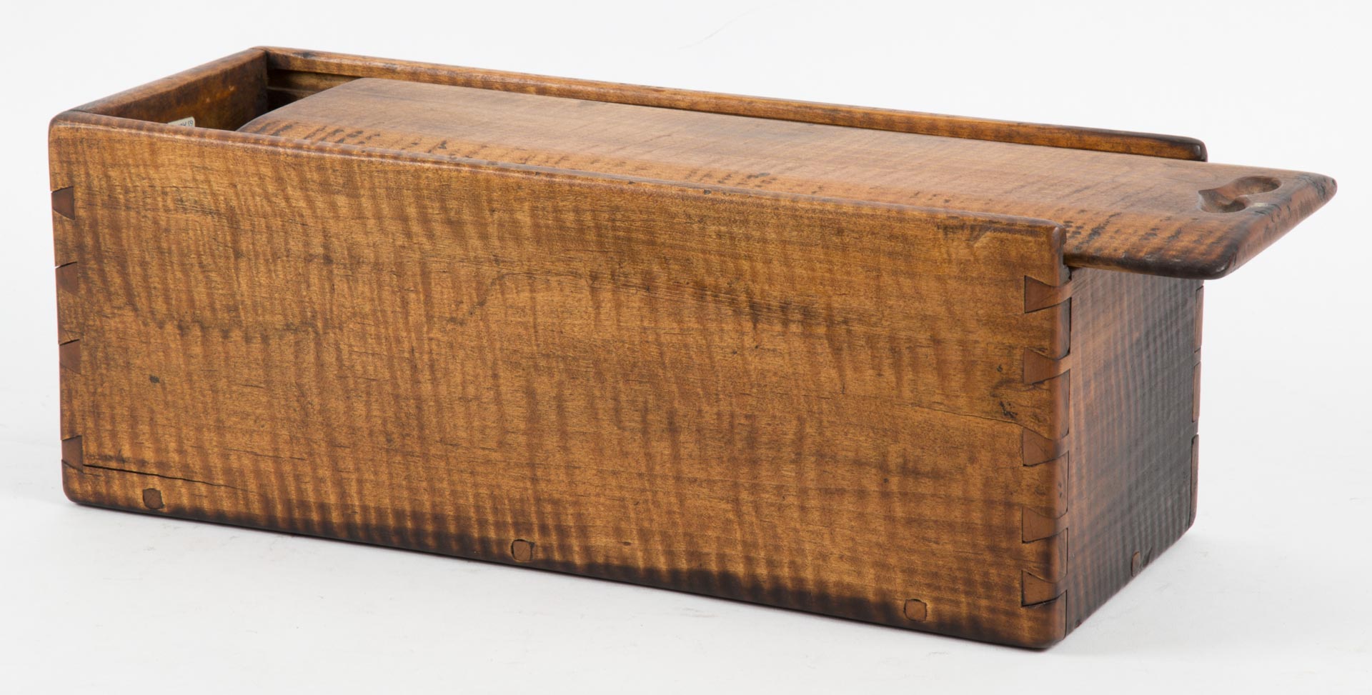 Appraisal: American vernacular tiger maple candle box first quarter- th century