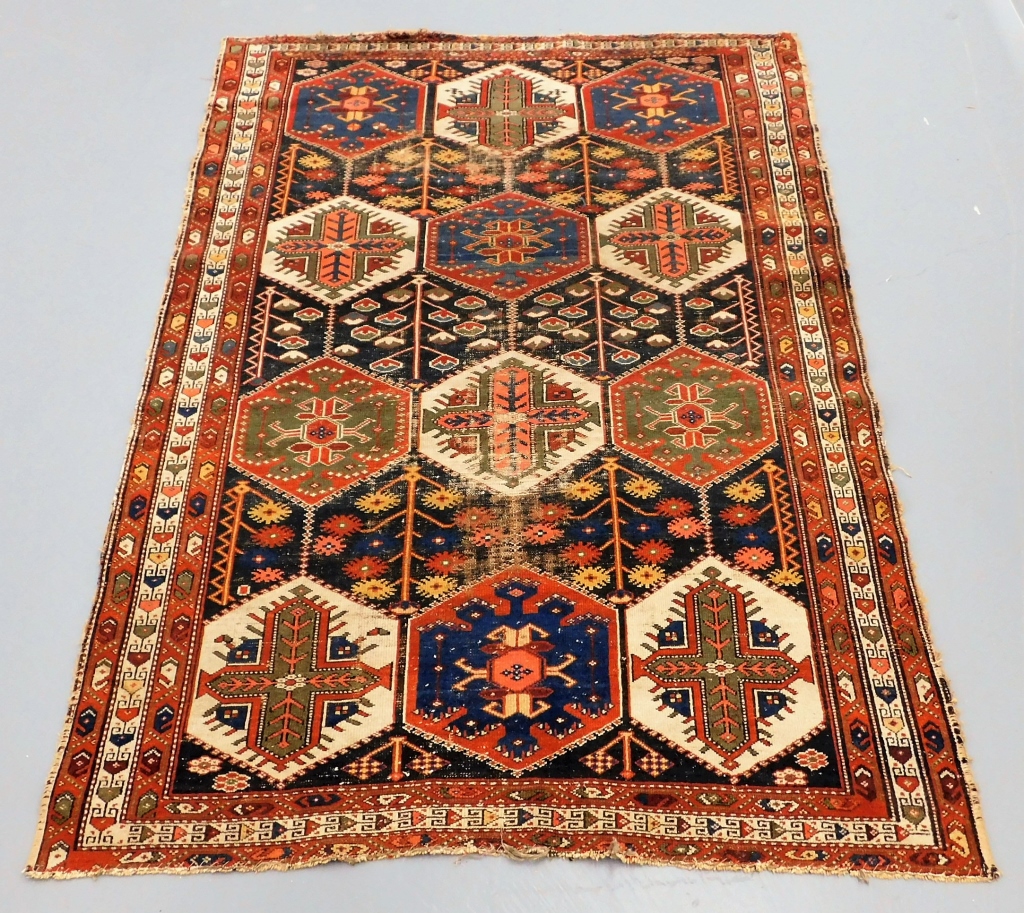 Appraisal: C TURKISH BERGAMA GEOMETRIC FLORAL RUG CARPET Turkey C Repeated