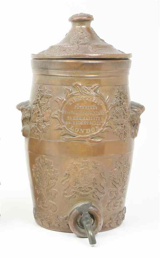 Appraisal: An English Ceramic Dispenser Lipscoumb Co London of handled barrel