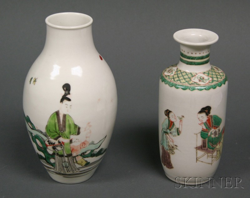 Appraisal: Two Porcelain Vases China th century famille verte decoration of