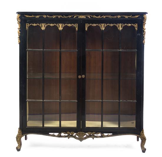 Appraisal: Sale Lot A Victorian Style Ebonized and Parcel Gilt Vitrine