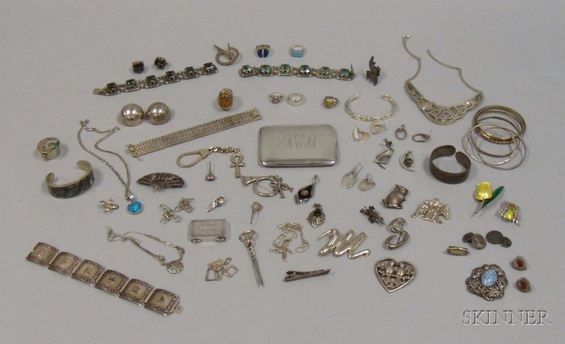 Appraisal: Large Group of Mostly Sterling Silver Jewelry and Accessories including